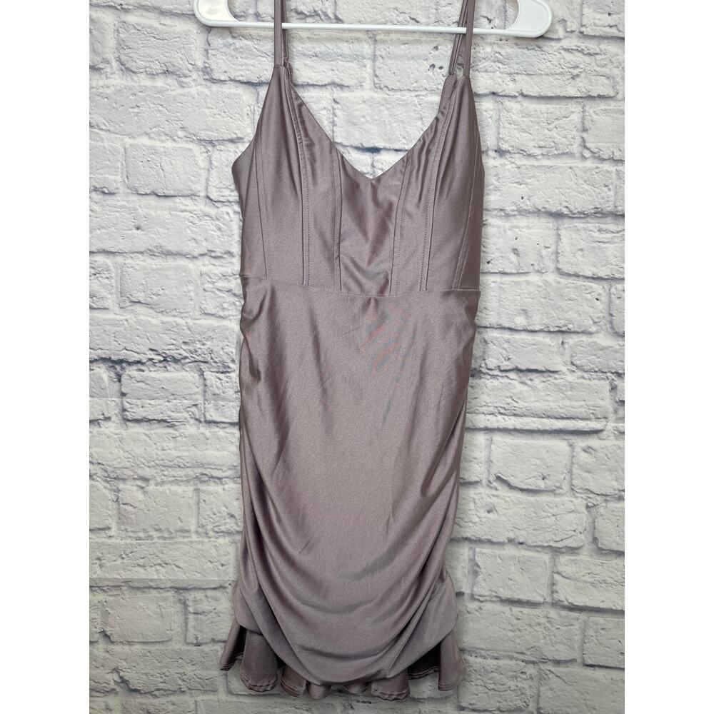 Extraordinary Lavender Bodycon Formal Dress, Corset Bodice, Ruched Back Size MED